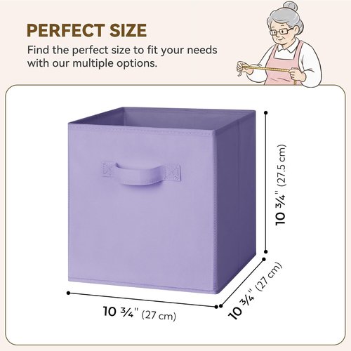Granny Says Cube Storage Bins - 11 Inch Organizer with Handles | 6 Pack Purple Gradient Design