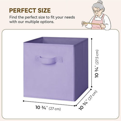 Granny Says Cube Storage Bins - 11 Inch Organizer with Handles | 6 Pack Purple Gradient Design
