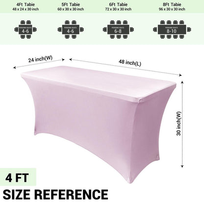 Obstal Spandex Table Cover 6ft Fitted Tablecloth Rectangular - Stretch Rectangle Folding Table Cloth for Birthday Party Wedding Banquet, Light Pink, 72L x 30W Inch