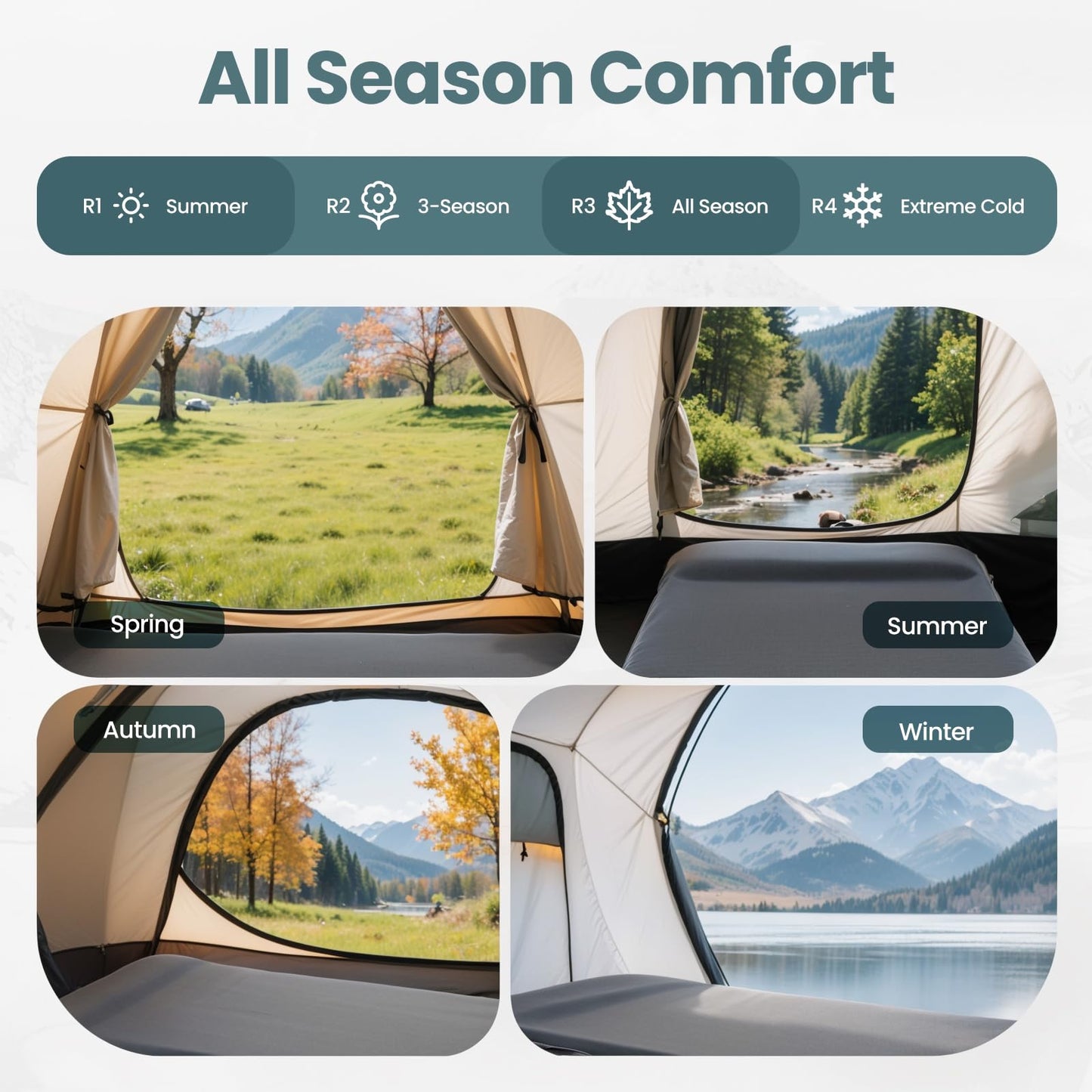 INNERWILD Double Camping Sleeping Pad with Electric Pump, 3.15" Thick 2 Person Self Inflating Memory Foam Mattress Pad with Pillow, Portable Sleeping Mat for Travel, Car, Tent, Home - Grey, Full Size