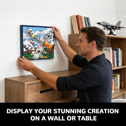Military Plane 3D Wall Art Micro Mini Building Blocks Set WW2 BF-109 Fighter Jet Wall Decor or Table Display No Compatible with Lego Great Army Airplane Toy Gift for Adults Teens 14+ (1320 PCS)