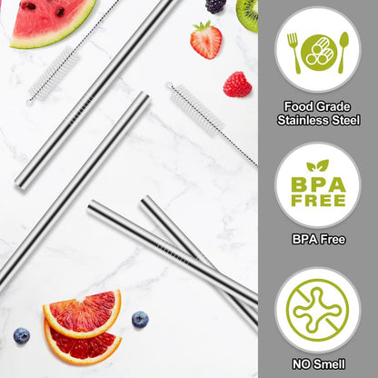 Metal Straw Replacement Compatible With Owala Kids Tumbler Cup 12oz & 15oz, Stainless Steel Straws for Owala Kids Water Bottle Accessories, With 2 Straw Cleaner, Reusable - 4Pcs