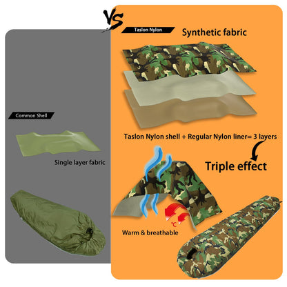 MT Military Army Force Defence 4 & Tropen Patrol Mummy Sleeping Bags with Bivy Cover Compression Sack, Modular Sleeping System 2.0 for Cold Weather,