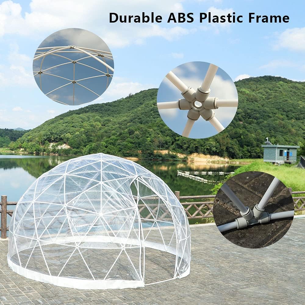 CZGBRO 12FT Garden Dome House, Outdoor Clear Dome Tent Shelter Geodesic Dome 5-7 Person for Backyard Patios, Canopy Gazebos Screen House Room Lean to Greenhouse