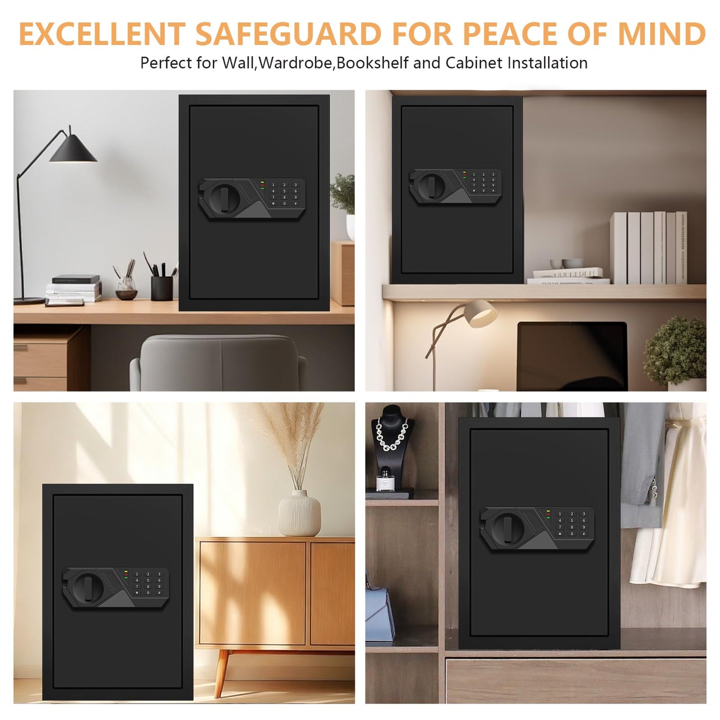 3.4 Cubic Feet Large Safes for Home Use Fire and Water proof, Digital Security Safe with Key and Combination, Home Safes Water and Fireproof for Firearm Medicine Money Valuables