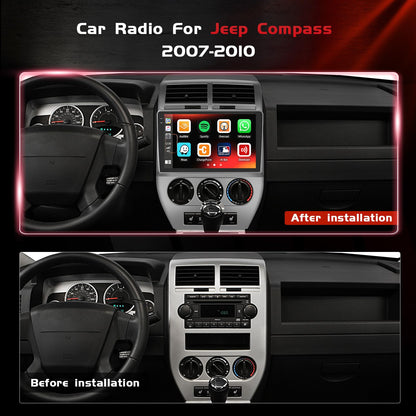 4+128GB Android 15 Car Radio for Jeep Compass 2007-2010 Wireless Carplay Android Auto, Realdio Car Stereo for Compass 10.1" in-Cell Touchscreen WiFi Bluetooth GPS FM/RDS EQ SWC + Backup Camera