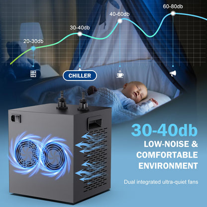 VEMOKO Aquarium Chiller 79 GAL - Water Chiller for Aquarium 1/3 HP Energy Efficient Fish Tank Water Chiller for Axolotl, Coral, Jellyfish, Freshwater & Saltwater Quiet Cold Plunge Chiller 300L