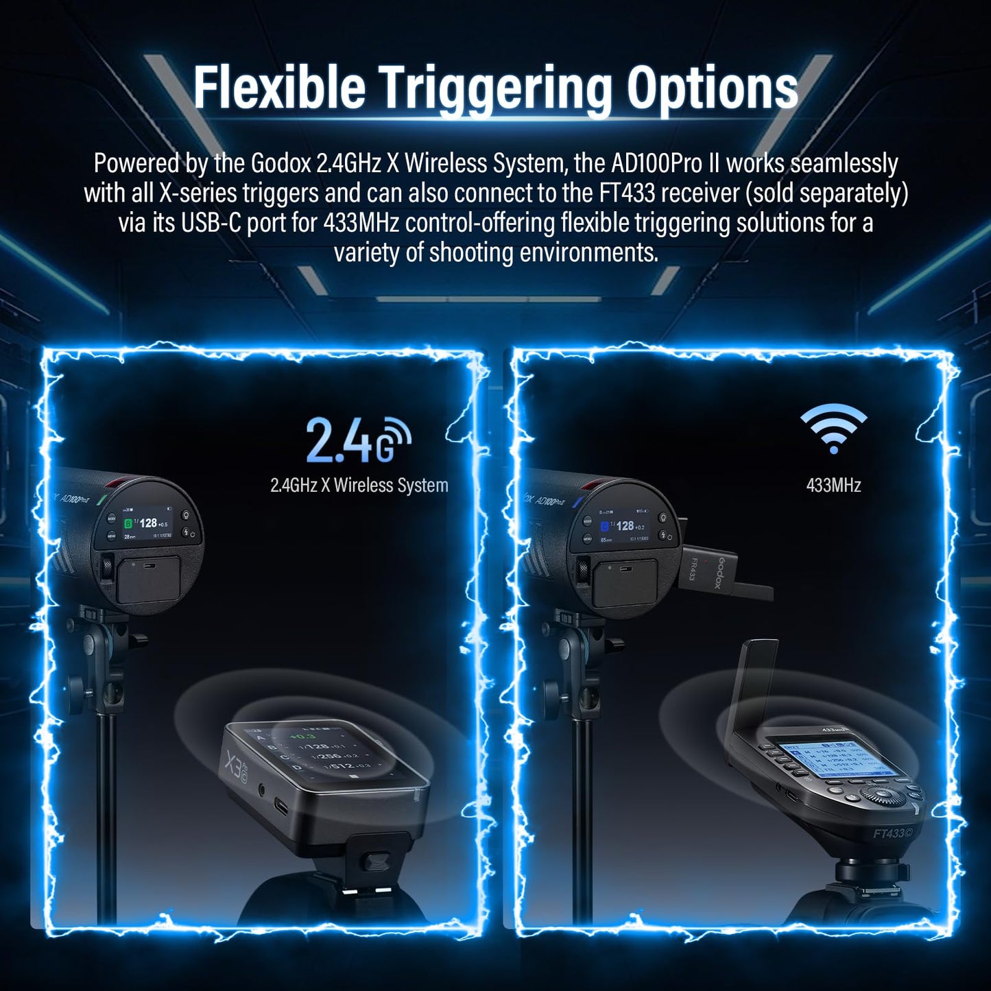 Godox AD100 PRO II AD100Pro II AD100ProII Pocket Flash 2026 Godox 100w Strobe Light 2W LED, 490 Full Power Pops, 0.01–1.5s Recycle, TTL/HSS 1/8000s 2850mAh Battery