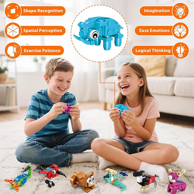 24 Pack Mini Animals Easter Building Block Toy Stocking Stuffers Classroom Prizes Goodie Bags Fillers Building Set Birthday Gifts Party Favors for Boys Girls Ages 6 8 10 12