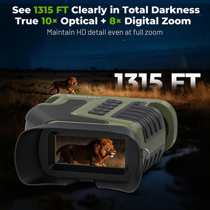 WOSPORTS 4K Night Vision Goggles, up to 80X Total Magnification, 64GB TF Card, 1315FT Infrared Night Vision, Ideal for Camping & Outdoor Use