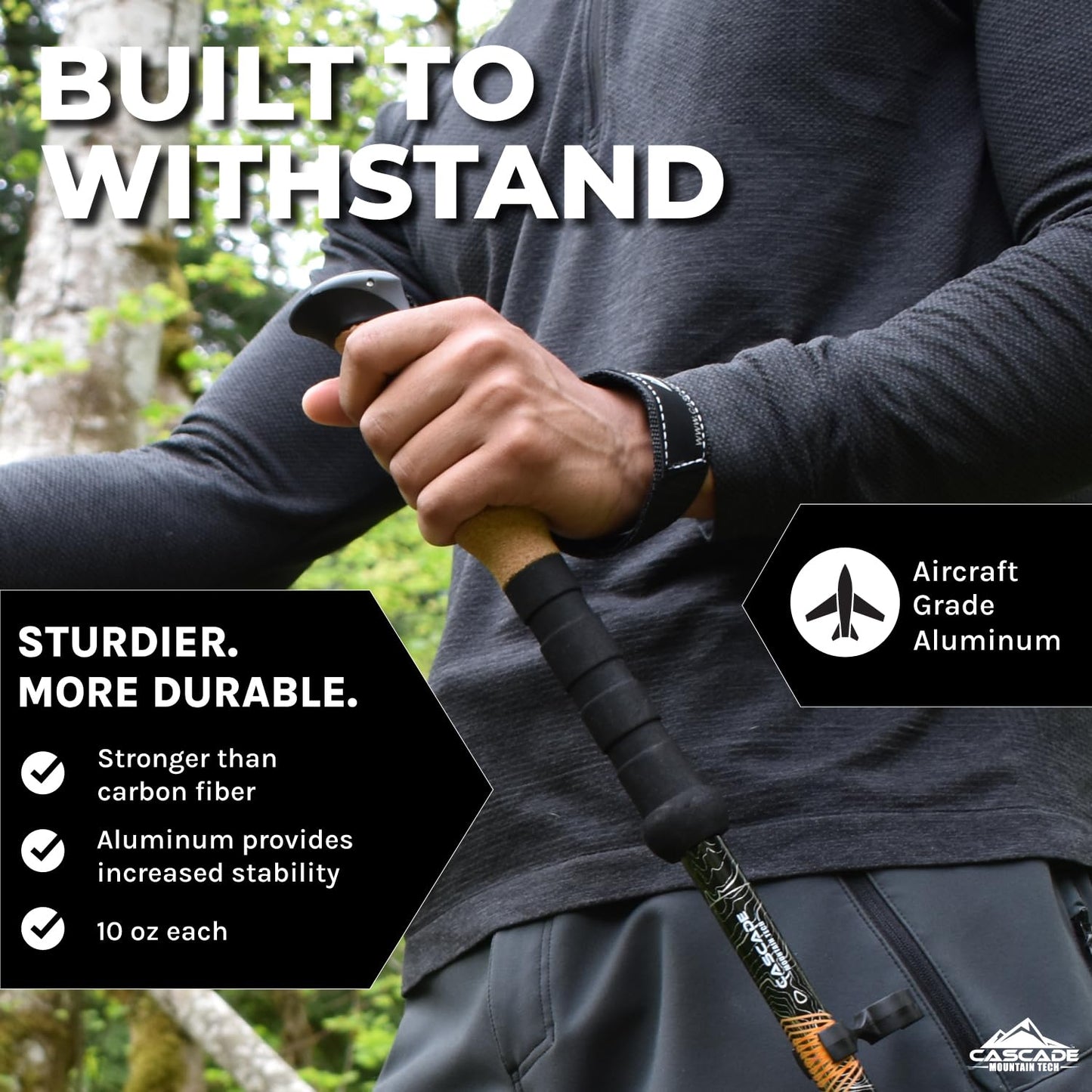 Osprey Atmos AG 65L Men's Backpacking Backpack and Cascade Mountain Tech Trekking Poles - Aluminum Hiking Walking Sticks (Set of 2), 54"