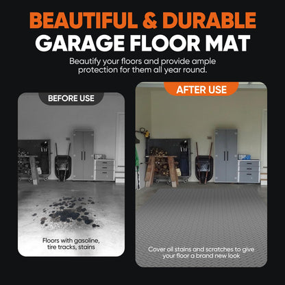 FAHKNS 8.1x21 FT Garage Floor Mat, Diamond Plate PVC Flooring Roll 2.8mm Thickened Garage Mats for Under Car, 170 SQFT Heavy Duty Non-Slip Rubber Floor Parking Mat for Trailer SUV Basement Gym (Grey)