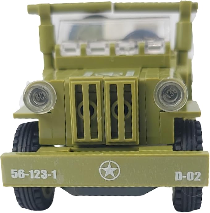 General Jim's WW2 US Army 4x4 Vehicle &amp Artillery Set Army Green Military Trucks with Tow Cannons 2 Figures &amp Custom Weapons Brick Building Set for All Building Levels Compatible with Major B