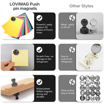 LOVIMAG Fridge Magnets 25Pcs Refrigerator Whiteboard Small Strong Magnet Classroom Kitchen Accessories Decorative Locker Set Decor Must Haves Office Calendar Refrigerador Magnetic Cute Crafts Black