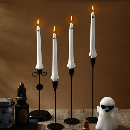 Conelist 6 Pcs Halloween Ghost Taper Candles Bulk Cute White Spooky Candles Decorations Halloween Ghost Shaped Decor for Party Favor Home Table Centerpieces Fireplace Festival Kitchen