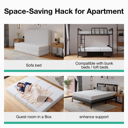 Novilla Foldable Mattress Full | 6 inch Folding Mattress Floor Sofa | Trifold Mattress Suitable for Murphy Bed, Day Bed, Camping, RV | High Support | Certified Material | 75"x54"x6"