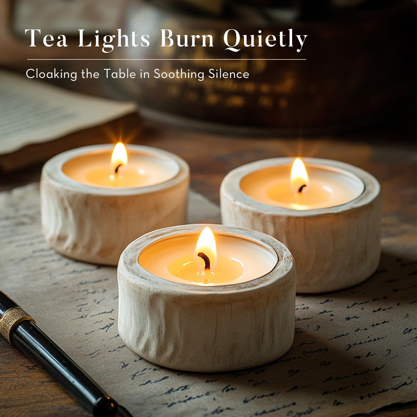 Ashlux Unscented Palm Tea Lights Candles 100 Pack Bulk, 4.5 Hours Long Burning White Tea Lights,Non-Paraffin, Smokeless, Mini Tealight Votive Candles for Wedding, Christmas Lights, Party, Christmas