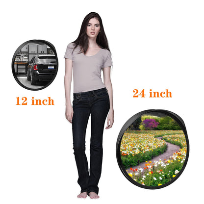 Hydencamm Convex Safety Mirror 𝟮𝟰" 𝗔𝗿𝗰𝘆𝗹𝗶𝗰 𝗗𝗿𝗶𝘃𝗲𝘄𝗮𝘆 𝗠𝗶𝗿𝗿𝗼𝗿, Outdoor Security Mirror Extends View with Adjustable for Bracket, Warehouse, Parking, Garage, Office, Home, Factory