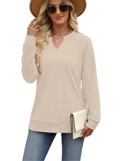 SAMPEEL Sweatshirts for Women V Neck Long Sleeve Shirts Lightweight Sweaters Fall Fashion Tops Outfits 2025
