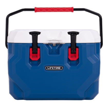 Lifetime 28 Quart Hard Cooler, Red, White & Blue, Patriotic Edition, Bear-Resistant, 5-Day Ice Retention, with Bottle Opener