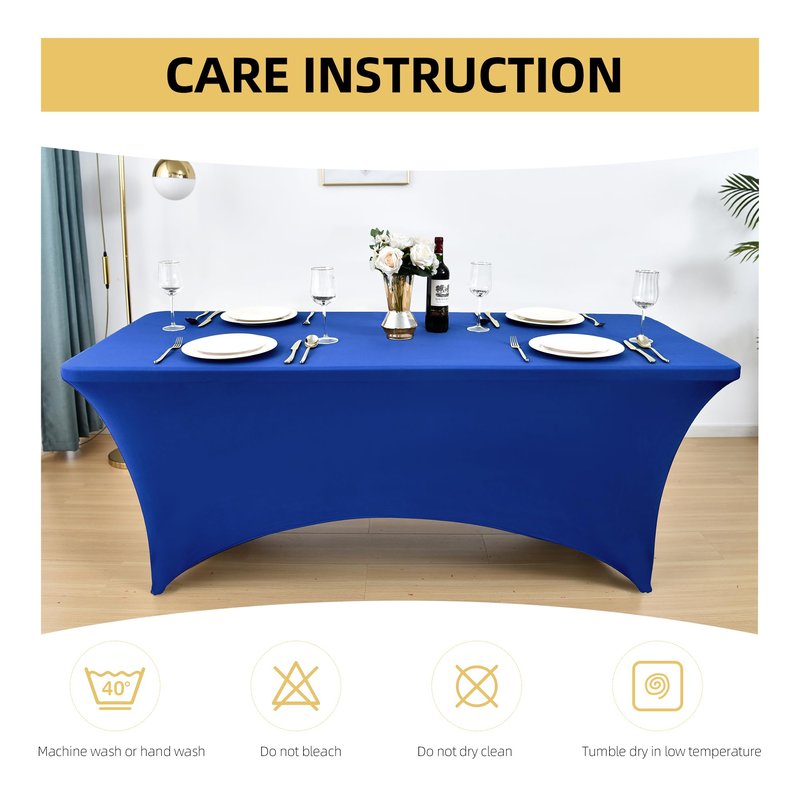 ZarzaaSik 10-Pack 4ft Spandex Table Covers for Rectangular Folding Tables - Wrinkle Resistant Stretch Tight Table Cloths - Fitted Table Protector for Parties, Trade Shows, Banquet, and Wedding