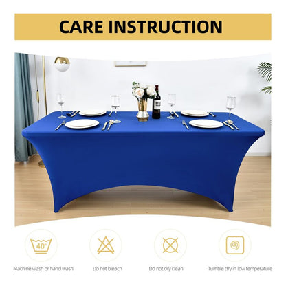 ZarzaaSik 10-Pack 8ft Spandex Table Covers for Rectangle Folding Tables - Washable Elastic Tablecloth - Ultimate Fitted Table Protector for Parties, Trade Shows, Banquet, and Wedding