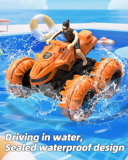 LM15-D Amphibious Remote Control Car 2.4 GHz Waterproof RC Car All Terrain Off Road Car Toys(Blue)