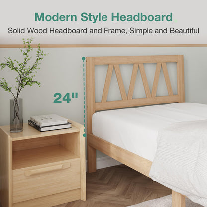 Novilla Twin Bed Frames Wood Twin Size Bed Frame with 8.5 Inch Space Underneath, BedFrame with Headboard Solid Wood Bed Frame Foundation No Box Spring Needed, Easy Assembly
