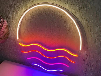 LED Decorative Lights USB Mountains Sunrise Sunset Led Neon Signs Home Decoration Wall Art Holiday Gift Brightness Adjustable 16.5''x11.8''