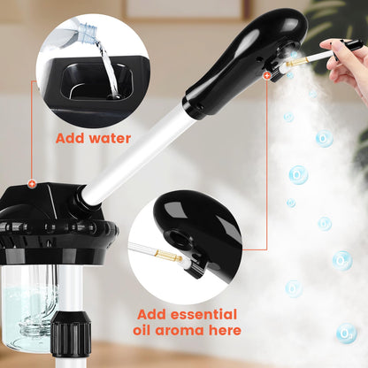 Professional Facial Steamer, Face Steamer on Wheels, SPA Ozone Steamer, Standing Face Steamer for Spa, Salon and at Home Use