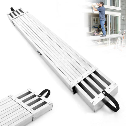 Garvee 9-15FT Aluminum Telescoping Work Plank, 12.5 inch Width Extension Plank, 440Lbs Capacity Extension Boards, Adjustable Scaffolding Plank with Skid-Proof Platform Scaffold Ladder Accessory