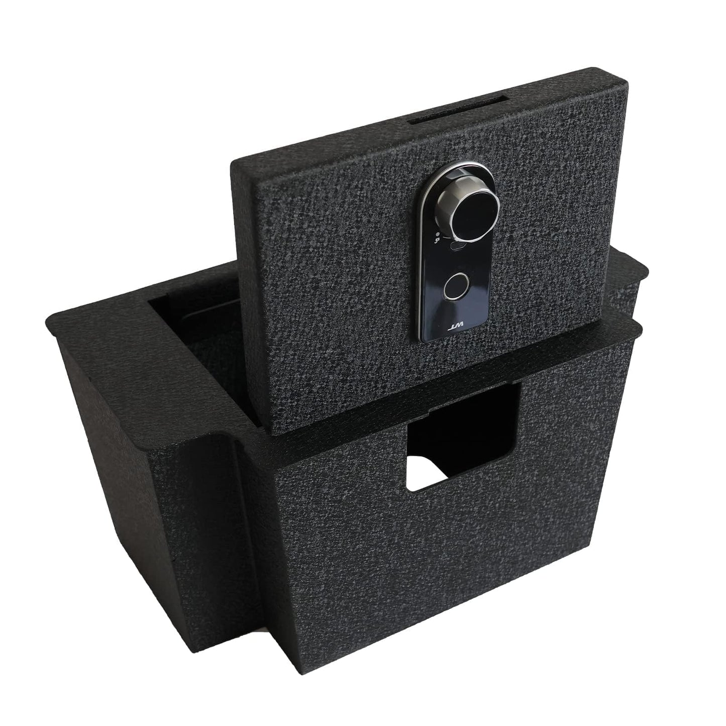 KEREN Center Console Gun Vault Safe Box Compatible with Chevy Silverado 1500/GMC Sierra 1500 2023-2025, GMC 2500 2023-2025, with Fingerprint Lock