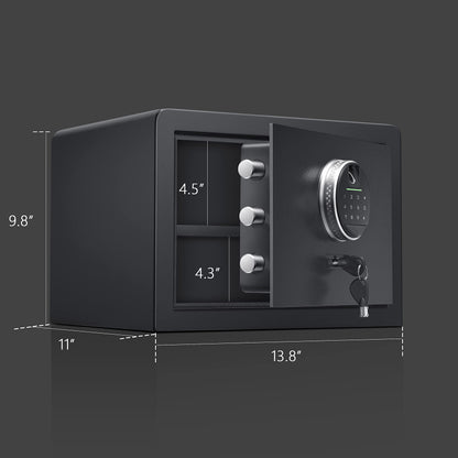 Biometric Digital Security Home Safe, Safes for Home Storage Cash Jewelry and Valuables,1.0 Cubic Feet Gun Use Storage Small Fingerprint Safe Box. (No fireproof bag, 9.8”H X 13.8”W X 11”D)