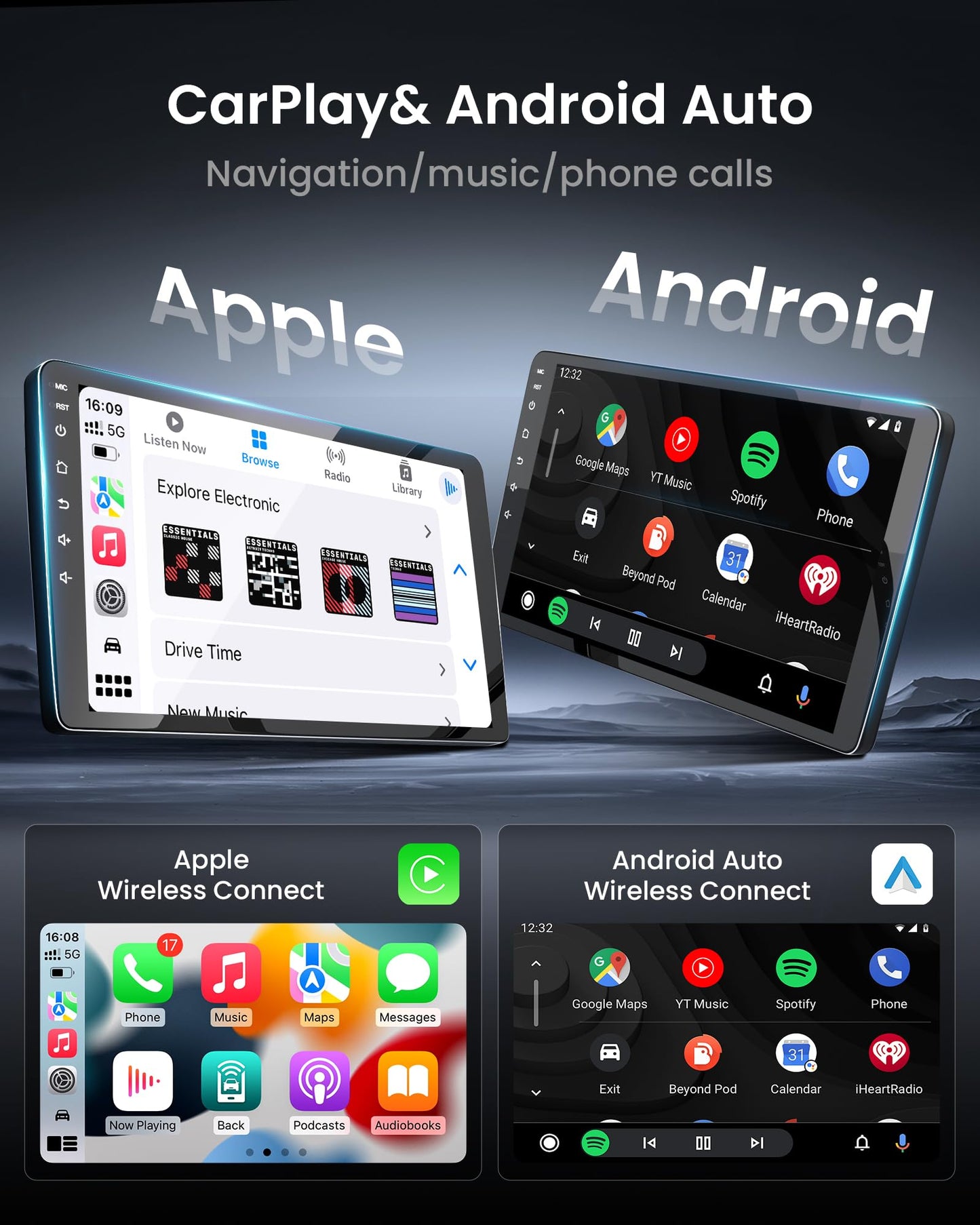 [4+64G] Bluetooth 5.4 Car Radio for Jeep Compass 2017-2020: 10 inch 5GWi-Fi 1280 * 800HD 32EQ Touchscreen Stereo with CarPlay Android Auto SWC 1080P Backup Camera