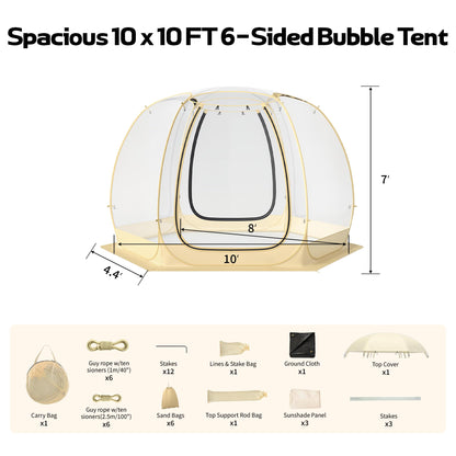 Lenotos Pop Up Bubble Tent, 10 x 10 FT Instant Igloo Tent Suitable for 4-6 People, Screen House for Patios, Cold