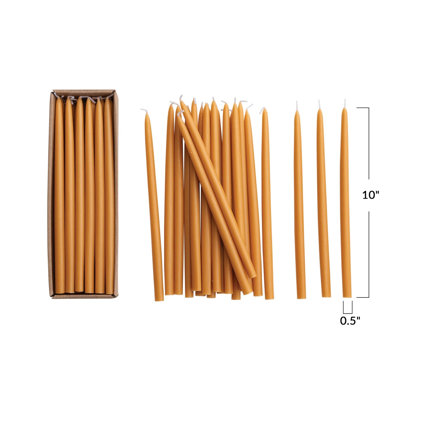 Creative Co-Op 24-Piece Unscented Thin Taper Candles in Box, Camel Color