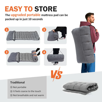 ATORPOK Camping Cot for Adults with Cushion Comfortable, Portable Folding Bed for Sleeping Supports 450 lbs (Gray)