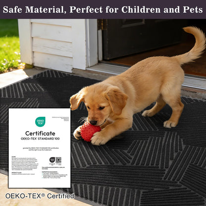 BelleCosy Large Heavy Duty Door Mat Indoor Outdoor, 5′ x 8′ Low Profile Non Slip Commercial Floor Mat for High Traffic, Grid-Pattern Dirt Trapping All-Weather Entryway Rug for Garage, Patio