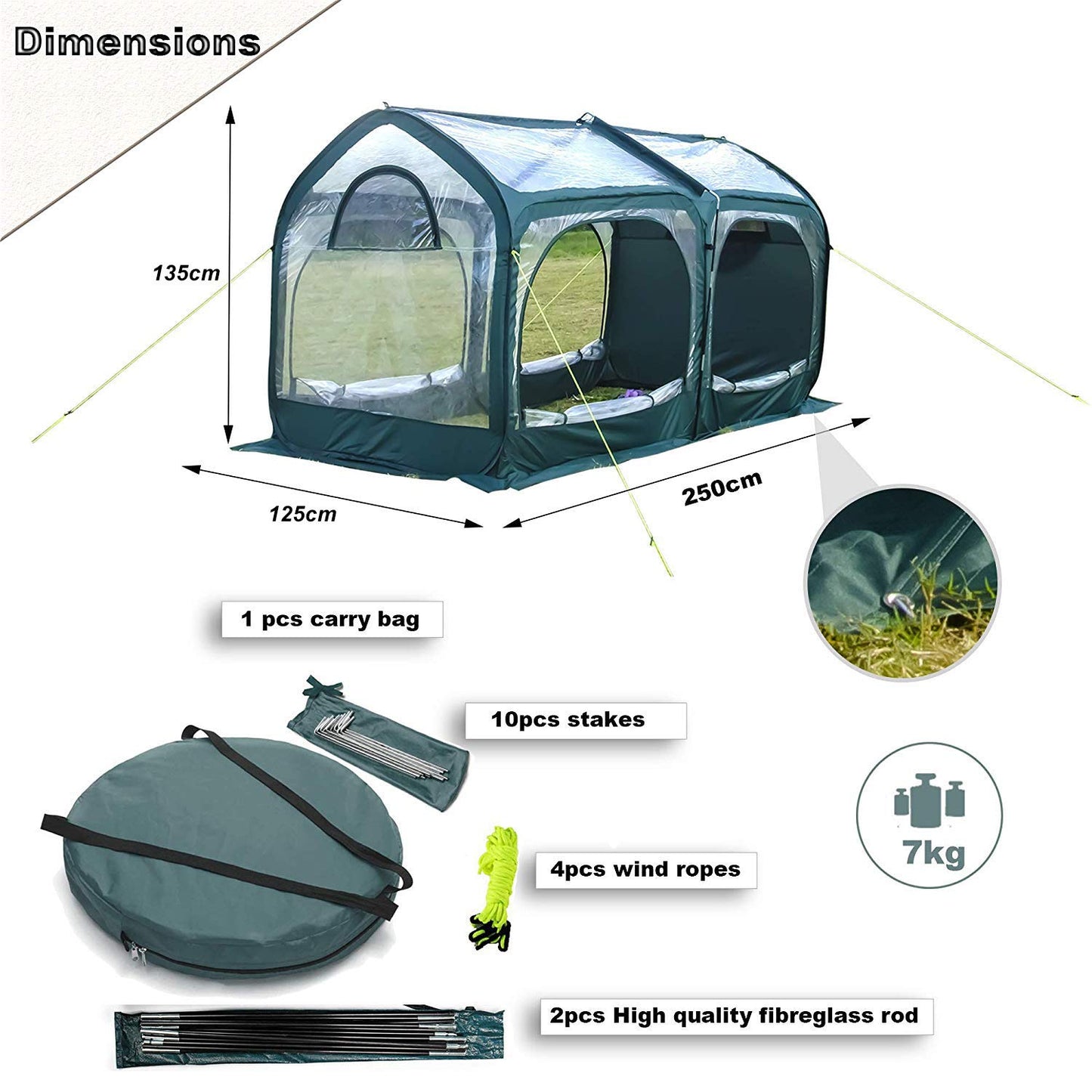 porayhut Pop Up Greenhouse Cover Flower House Mini Gardening Plant Flower Sunshine Room,Backyard PVC Cover for Cold Frost Protector Gardening Plants（98''Long Tunnel Greenhouse Tent ）