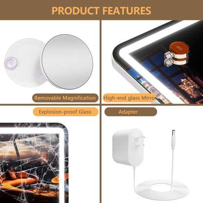 Hasipu Vanity Mirror with Lights, 47.2" x 30" LED Makeup Mirror, Lighted Makeup Mirror with Dimmable 3 Modes, Touch Screen Control Vanity Mirror Round White