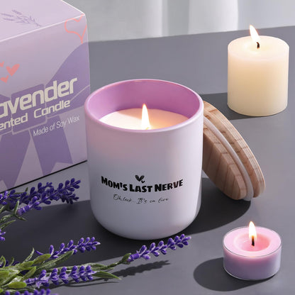 Mom's Last Nerve Funny Gifts Candle for Mom, Lavender Scented Candle from Daughter Son, Soy Wax Jar Candles Long Lasting Mother's Day