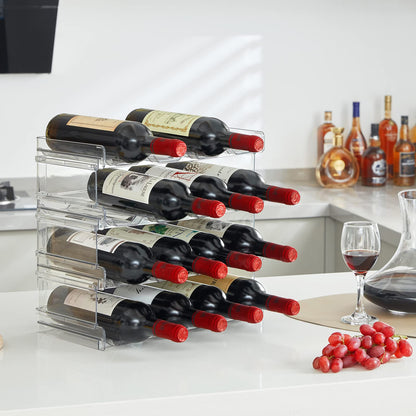Lifewit Stackable Water Bottle Organizer for Cabinet, Plastic Bottle Holder Fits Bottles & Tumblers up to 3.8" Diameter, Pantry, Countertop & Fridge, 2 Tier Holds 8 Bottles