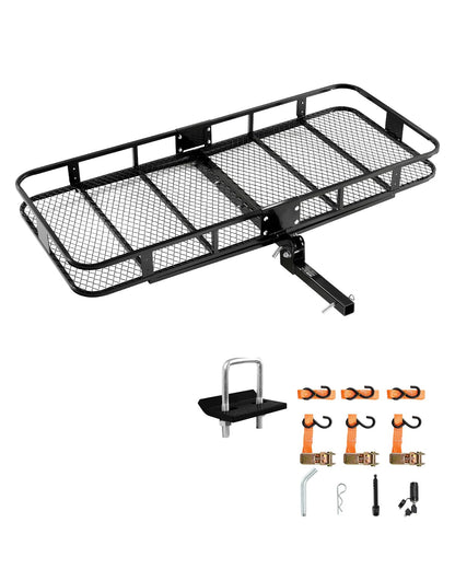 VEVOR 70" x 30" x 6", Hitch Cargo Carrier, 500 lbs Capacity with Nighttime Reflective Reminder, Folding Hitch Mount Cargo Carrier Basket with Hitch Lock for 2" Receiver, Fit for SUVs