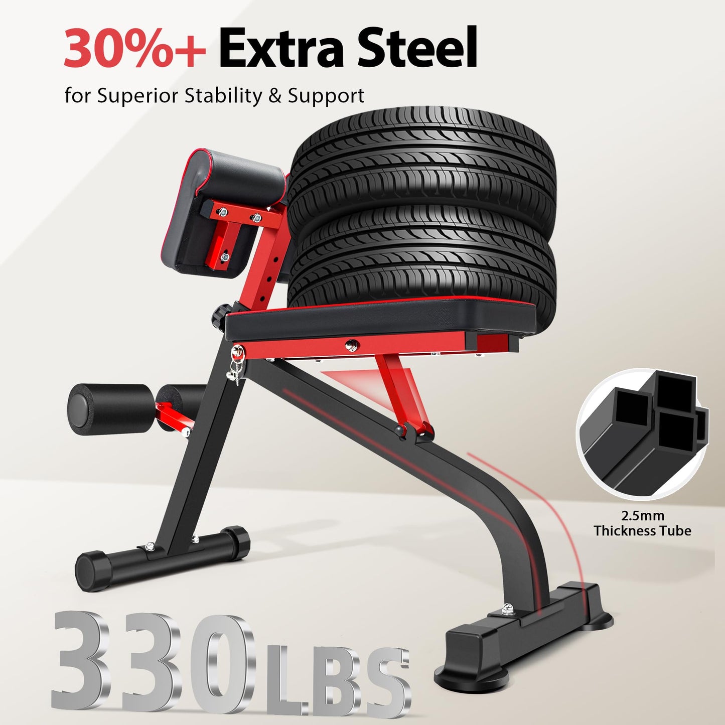 BODYWAKER Roman Chair Back Extension Bench for Glute, Hamstring and Lower Back, Hyperextension Bench, Adjustable & Foldable Weight Bench for Home Gym Strength Training (Black)