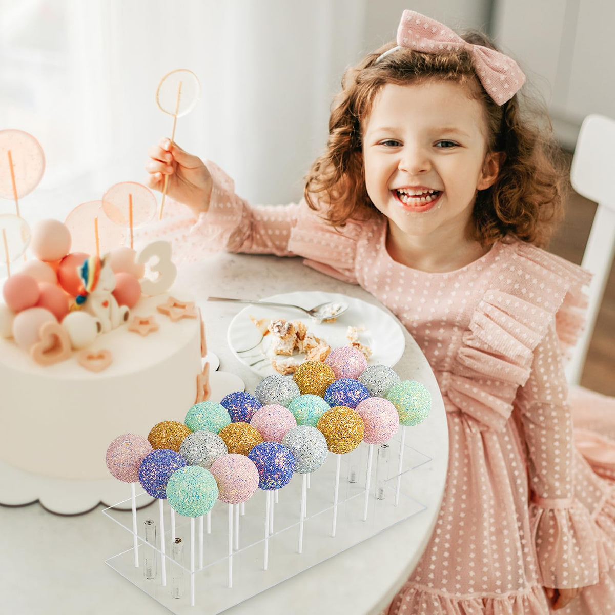 Kucoele Cake Pop Mold Set with 21 Hole Acrylic Lollipop Display Holder