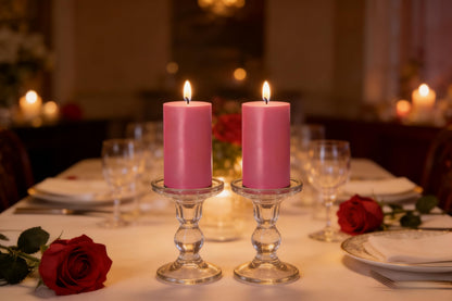4 Pack Hot-Pink Pillar Candles, 2x4 Inch, Long-Lasting, Dripless and Smokeless Unscented Candles, Ideal for Home Décor, Parties Weddings and Relaxation