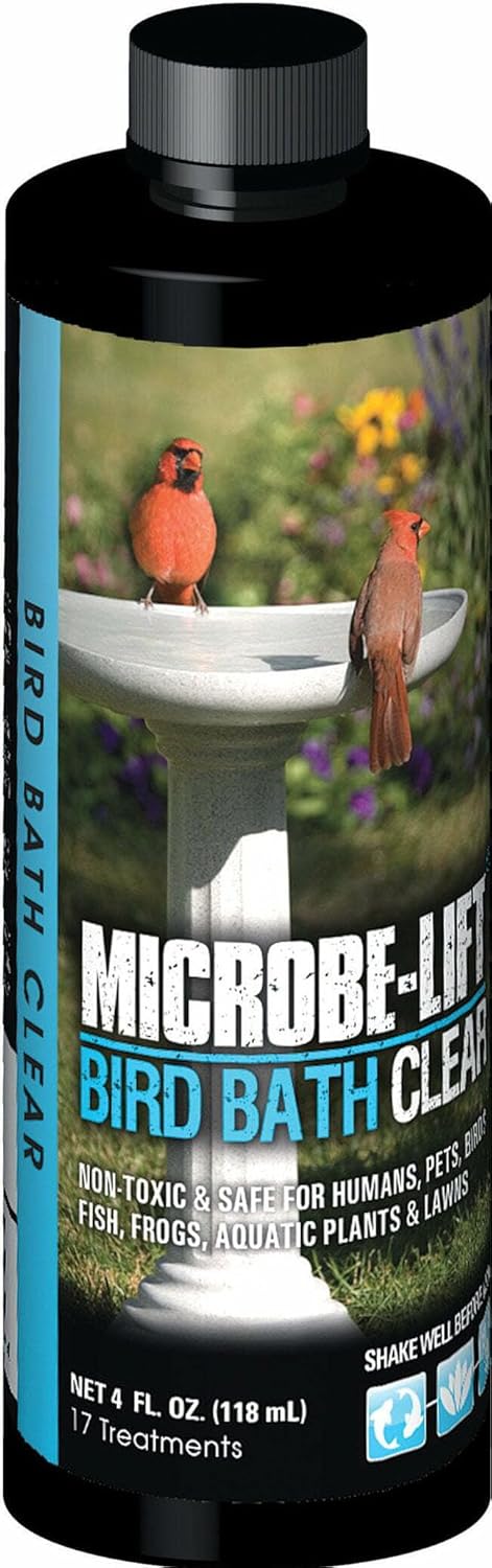 Microbe-Lift Bird Bath Cleaner - Two-in-One Natural Formula for Stain-Free Outdoor Fountains - 4 Oz