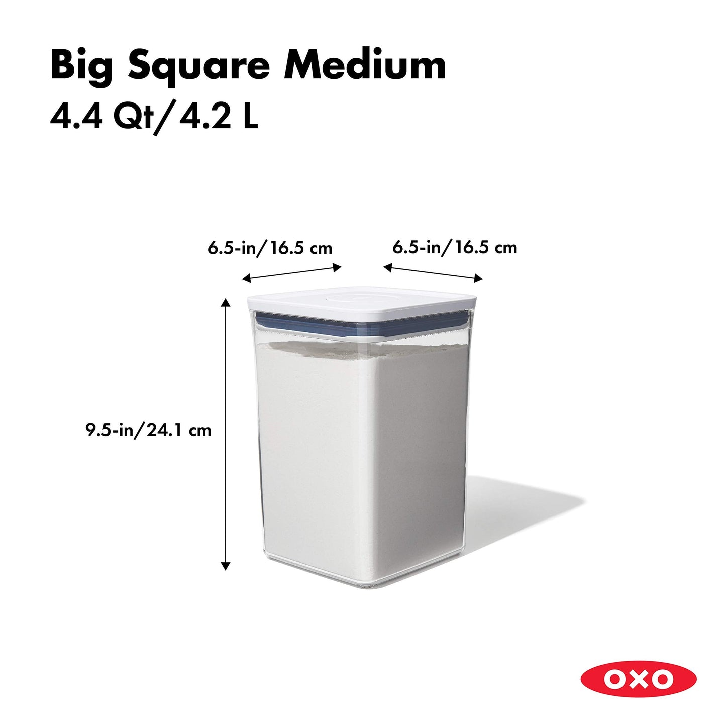 OXO Good Grips 6 Piece Large Canister Set with Scoops, 4.4 qt each, White & Good Grips 5-Piece POP Container Set