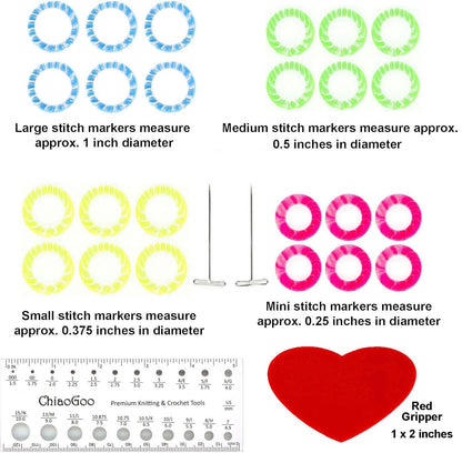 ChiaoGoo Spin Bamboo 5-Inch Complete 2500-C Interchangeable Circular Knitting Needle Set, Sizes US 2, 3, 4, 5, 6, 7, 8, 9, 10, 10.5, 11, 13, 15 with 6 Cords with Project Bag