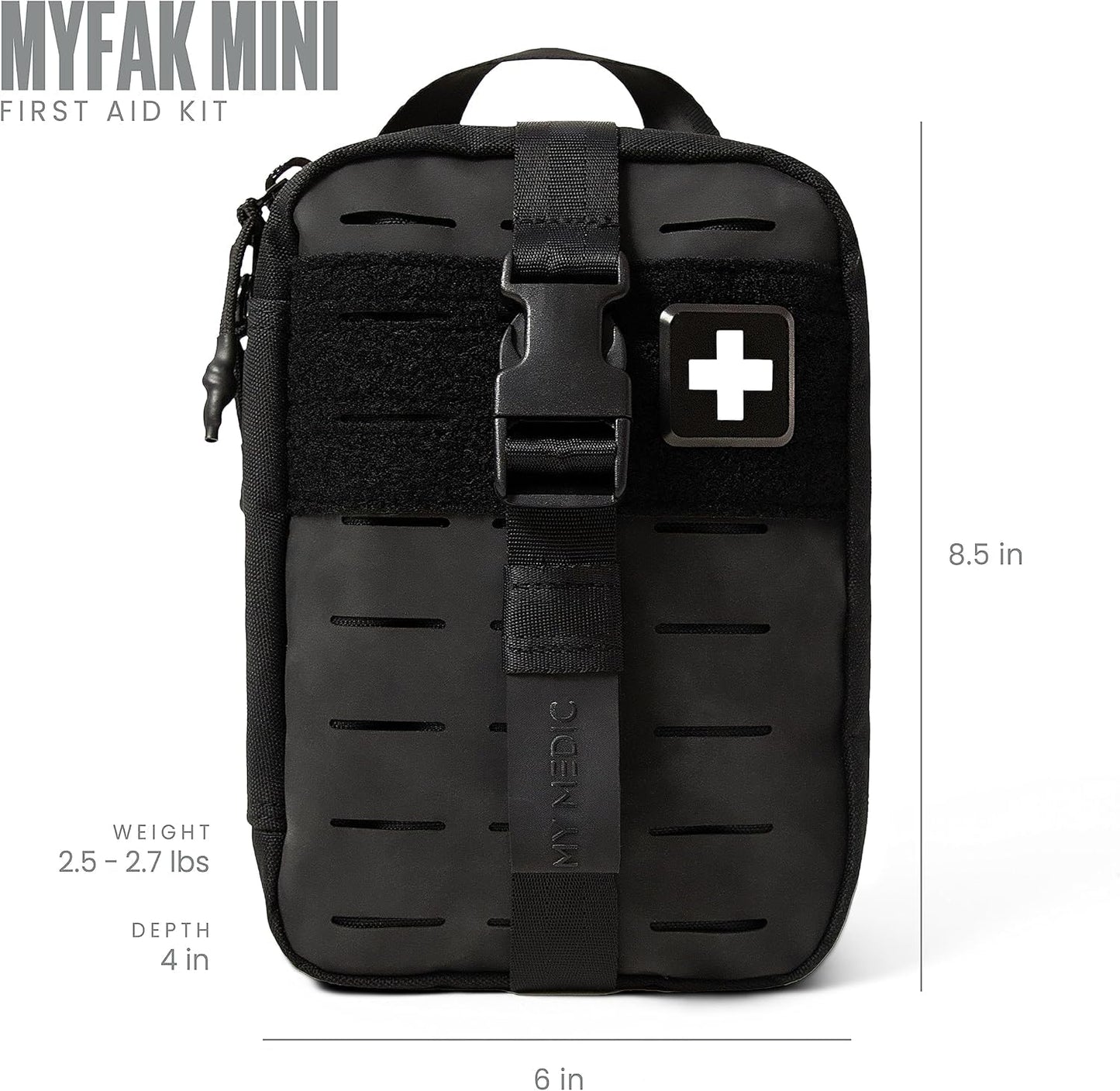 My Medic MyFak Mini First Aid Kit - Small and Lightweight for Camping Hiking and Backpacking - IFAK with 70 Items - HSA/FSA Great for Travel - Black